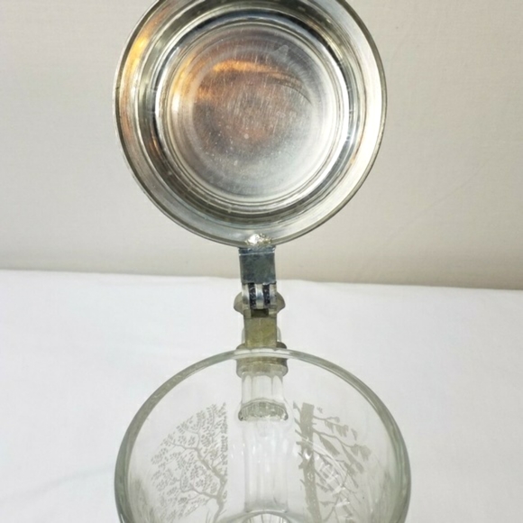ALWE Vintage Glass Etched Wild Deer Beer Stein Mug Tankard w/Pewter Lid Italy - Picture 6 of 8